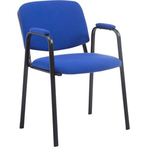 Bezoekersstoel - Eetkamerstoel - Gerolt - Blauwe stof - zwart frame - comfortabel - modern design - set van 1 - Zithoogte 47 cm - Deluxe