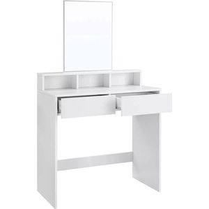 In And OutdoorMatch Deluxe Make Up Table Laverna - kaptafel met spiegel - kaptafel - wit - 80x40x140cm