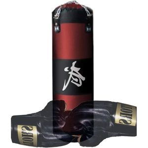 Bokszak Zandzak Katratratratel Origineel 120cm Houder Handschoenen - Karate Zwart Rood