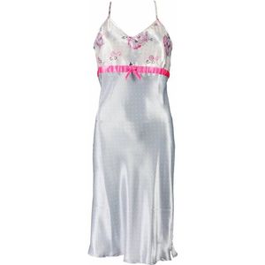 Irresistible Dames Nachthemd - Gebloemde Hals - Satijn - Maat S