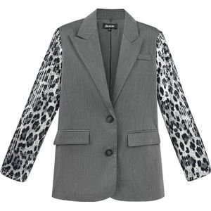 Blazer panter glitter mouw - nieuwe collectie - herfst/winter - dames - grijs - maat L