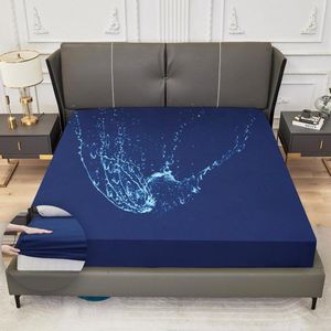 140x200cm matrasbeschermer waterdicht en ademend donkerblauw - vochtbescherming wasbaar laken
