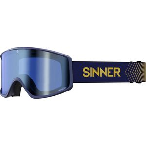 SINNER Sin Valley Skibril - Donkerblauw - Blauwe Spiegellens + Extra Roze Lens