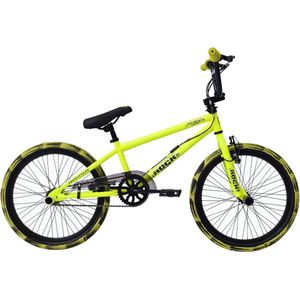 BMX freestyle RAPID - 360 graden draaien - 20 inch wielmaat - Fietsen jongens - V brakes en remgrepen - Frame maat 28cm - Geel/zwart