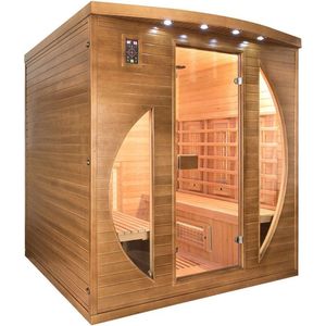 France Sauna Spectra 5 - Infrarood Sauna - 4 personen - Canadees sparrenhout - luxe LED verlichting, controlepaneel, audio MP3/FM - 200 x 185 x 200 cm - 11 transmitters - 2950 W