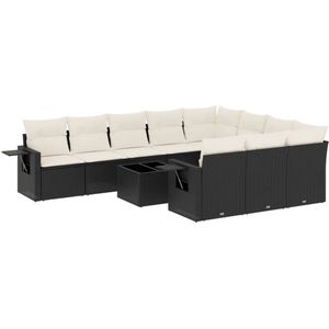 vidaXL 11-delige Loungeset met kussens zwart
