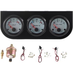 Universele Auto Drievoudige Meterset, Watertemperatuur + Volt + Oliedrukmeter 52 Mm Instrument