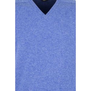William Lockie - Lamswollen Trui - Blauw - V-hals - Wijde Fit