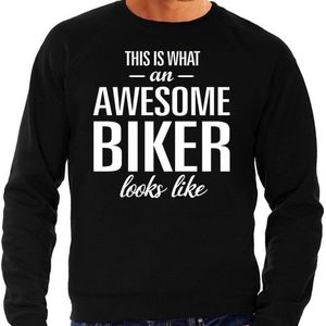 Awesome biker - geweldige motorrijder / motorliefhebber cadeau sweater zwart heren - Vaderdag kado trui XXL