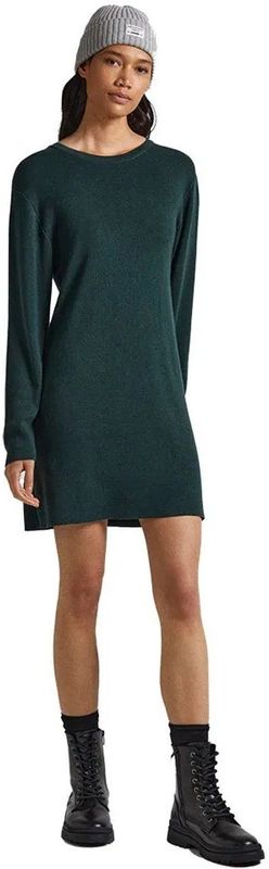 Pepe Jeans - Korte Jurk - Groen - Lyocell - Lange Mouwen - V-halslijn