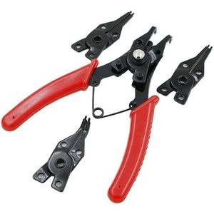 in 4-in-1 borgtang voor interne en externe borgringen - 4 verwisselbare kaken - montage en verwijdering - 5 inch - rood .