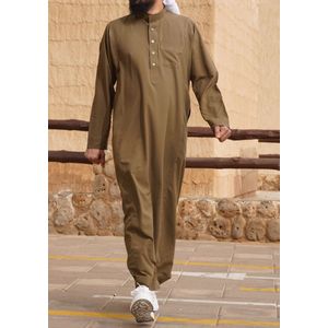 Olijfgroene Saudi Qamis Bin Rizan maat M- Qamis/Djellaba/Thobe/Abaya/Kandora/Gebedskleding voor Mannen/Heren