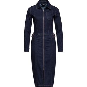 Queen Kerosin Damen Denim Workwear Pencil Kleid Denim-S