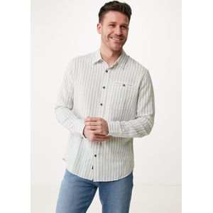 Striped Linen Blend Shirt With Pocket LS Mannen - Off White - Maat XL