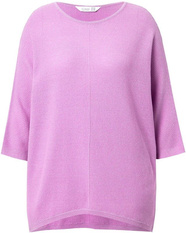 MIAMODA MIAMODA - Dames - Trui oversized glitterbreisel vleermuismouwen - Amethist - Maat 42+