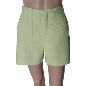 Dames - Korte Broek - Broekrok- High Waist - Stretch - Butlift - Kleur Limegroen - Maat 40/42 L/XL