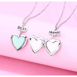 Akyol - Best Friends - 2 Leuke Vriendschapskettingen -vriendinnen ketting -bff cadeau -best friends cadeau- Roze & Blauwe Hartjes - Best Friends – bff – hartje – samenvoegen – blauw – roze – vriendschap – Friends