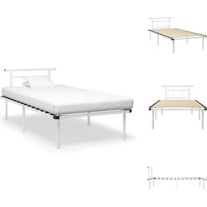 vidaXL Metalen Bedframe - Classic - Bedframes - 200 x 100 x 78 cm - Wit - Geschikt voor matras van 100 x 200 cm - Montage vereist - Bed