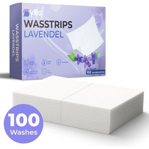 Syllio Wasstrips - 100 Wasbeurten - Lavendel Wasstrips - Wasmiddeldoekjes - Wasdoekjes - Laundry Strips