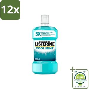 Listerine – Mondwater – Cool Mint – Verfrissende adem – 500 ml - Voordeelverpakking - 12 stuks - Mondwater - Mondhygiëne