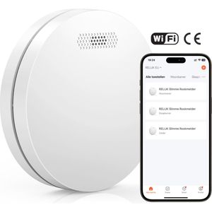 RELIJK® - Slimme Rookmelder - WiFi - 10 Jaar Batterij - Meldingen via App - Voldoet aan EN14604 - Ideaal voor Smart Homes