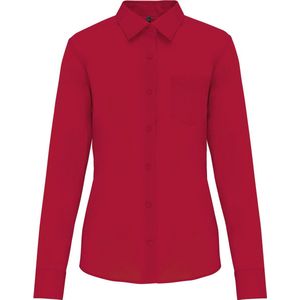 Blouse Dames S Kariban Lange mouw Classic Red 65% Polyester, 35% Katoen