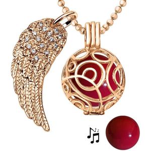 Quiges Engelenroeper 18mm Bolhouder met Ketting 90cm en Bolletje - Dames - Roségoudkleurig Cirkels - EBS18047