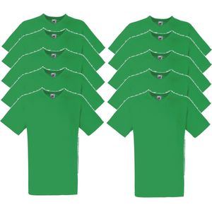 10 x Fruit of the Loom V-Hals ValueWeight T-shirt Kelly Green Maat S