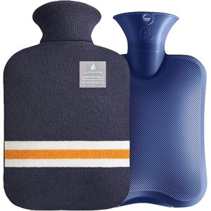 Warmwaterkruik met gestreepte hoes - 2L voor pijnverlichting en therapieën