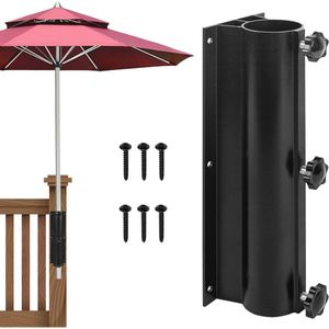 Paraplu Houder voor Terras - Klem Montagebeugel voor Buiten - Veilig voor Reling - Optimale Schaduw en Ruimte