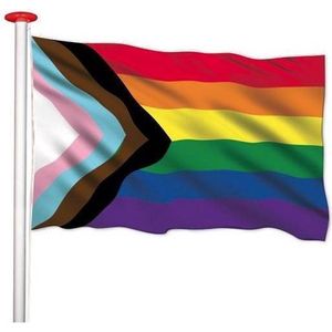 *** Progress Pride Vlag 150x90cm -  Pride vlag - Regenboog - Gay - Biseksueel - van Heble® ***
