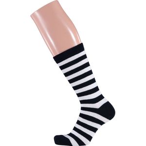 Apollo - Feest sokken met strepen - zwart-wit 41/46 - Gekleurde sokken - Carnaval - Party sokken heren