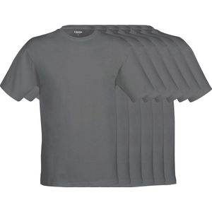 Classinn® Basic T-SHIRT rond hals antraciet - M - gekamde katoen 160g. p/m² - 6 pack - Lengte 73 cm