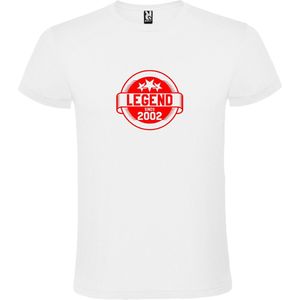 Wit T-Shirt met “Legend sinds 2002 “ Afbeelding Rood Size XXL