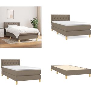 vidaXL Boxspring met matras stof taupe 80x200 cm - Boxspring - Boxsprings - Bed - Slaapmeubel