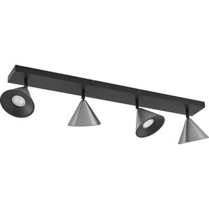 Lucande - plafondlamp design - 4 lichts - ijzer - H: 13.9 cm - GU10 - mat zwart, mat nikkel