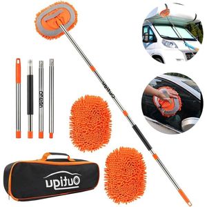 Telescopische Autowasborstel van 1575 cm - 2-in-1 Chenille Microvezel Mop en Reinigingshandschoen - Reinigingsset voor Auto's, Campers en SUV's - Geschikt voor Vrachtwagens