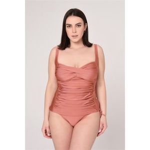 Tankini- Badpak- Powder drape twist tankini met gedetailleerde plooitjes aan de zijkant 200- Roze kleur- Maat 48