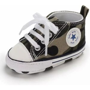 Stoere Baby Schoenen - Baby Sneakers van Baby-Slofje - Camouflage maat 17 ( 11 cm)