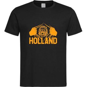 Zwart WK 2022 voetbal T-shirt met “ Brullende Leeuw en Holland “ print Oranje maat XXXL