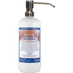 Massageolie Neutraal 1 liter met zilveren pomp - 100% natuurlijk - biologisch en koud geperst