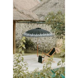 Bali parasol - half zilver zwart - 250 cm