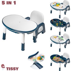 Tissy Oase - Aquaplay - speeltafel - 5 in 1 - Bouwtafel - Watertafel - Zandtafel - Tekentafel - Leestafel - Activiteiten Tafel - Kindertafel - Geschikt Voor (Kleine) Bouwstenen -Blokkentafel - Constructie Speelgoed 3 t/m 8jaar - Inclusief Met Stoel