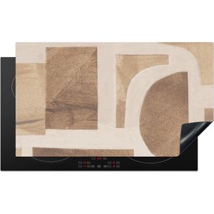 KitchenYeah® Inductie beschermer 90x52 cm - Vormen - Abstract - Puzzel - Hout - Kookplaataccessoires - Afdekplaat voor kookplaat - Inductiebeschermer - Inductiemat - Inductieplaat mat