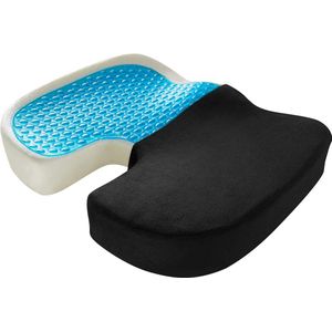 Orthopedisch zitkussen met gel-coating, ergonomisch visco-traagschuim stuitbeenkussen, zitkussen voor een gezonde lichaamshouding, kussen voor auto, kantoor en rolstoel