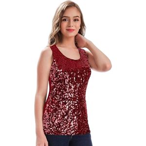 Rood Glitter Hemd Dames - Glinster - Shine - Shirt - Party - XS / S - Small