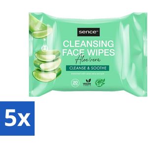 5 x Sence - Aloë Vera - Gezichtsreinigingsdoekjes - Verzachtend - 20 Doekjes - Gezichtsreinigingsdoekjes Aloë Vera - Reinigingsdoekjes - Aloë Vera Doekjes - Gezichtsdoekjes - Gezichtsreiniging