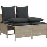 vidaXL - 4-delige - Loungeset - met - kussens - poly - rattan - lichtgrijs