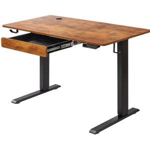 Jemaison® - Zit sta bureau - Met lade - Elektrisch verstelbaar - Hout - Met vergrendeling voor kinderen - Kantoor - Bureaus - Zwart onderstel - 120x110 cm