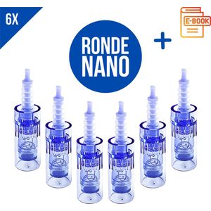 Dermapen naalden RD ronde nano pin - Met Ebook - Microneedling cartidges - Mesotherapie - Vervangende naaldkoppen - Opzetstuk dermapen - Anti-aging - Huidverzorging - Geschikt voor Dr.Pen A6/A1/E30/M5/M7/N2/MyM - 6 stuks